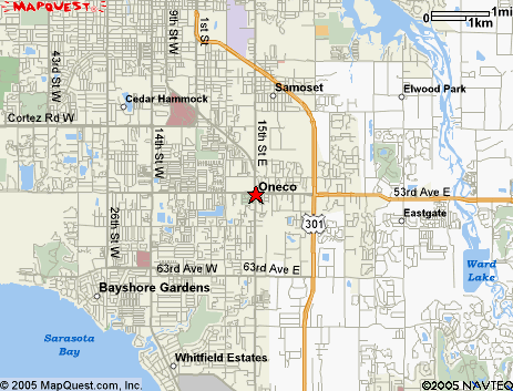 Map of the area our Oneco locksmiths in Florida service