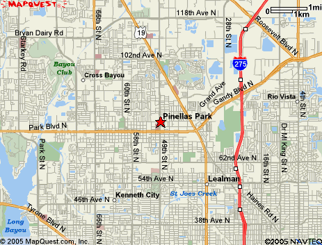 Map of the area our Pinellas Park locksmiths in Florida service